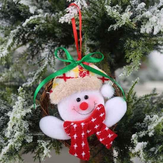Immagine di Wood Hanging Decoration White Christmas Snowman 10cm x 10cm, 1 Piece