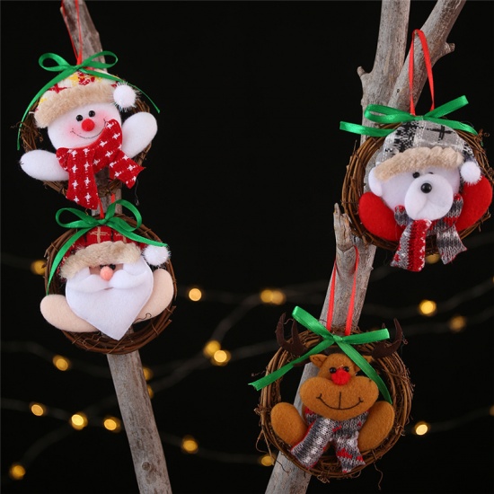 Immagine di Wood Hanging Decoration White Christmas Snowman 10cm x 10cm, 1 Piece
