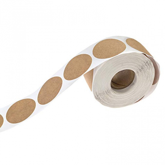 Picture of Kraft Paper Christmas DIY Scrapbook Deco Stickers Brown Round 2.5cm Dia., 1 Roll ( 500 PCs/Roll)