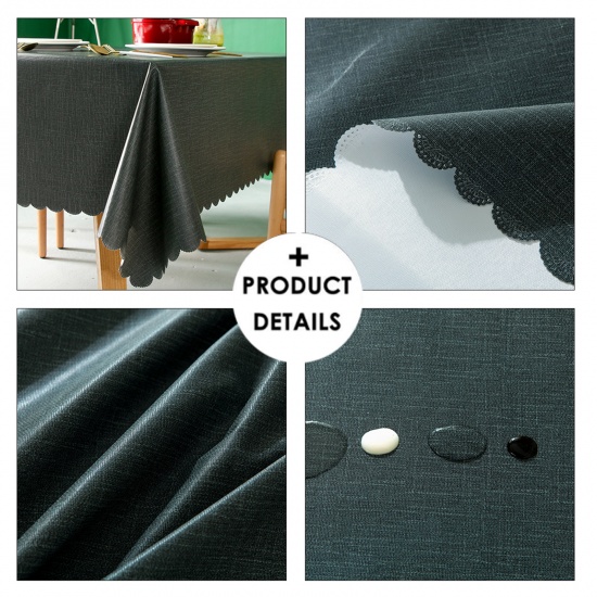 Picture of PVC Tablecloth Table Cover Waterproof Dark Green Rectangle 260cm x 140cm, 1 Piece