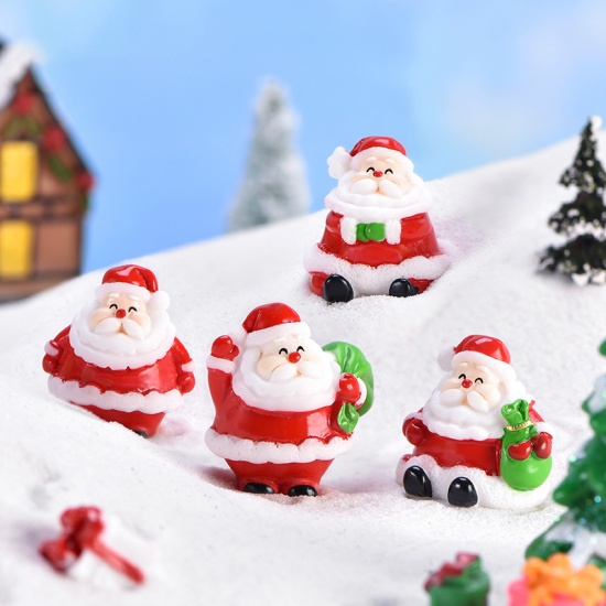 Immagine di Resin Micro Landscape Miniature Decoration White Christmas Snowman 30mm x 25mm, 1 Piece