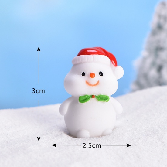 Immagine di Resin Micro Landscape Miniature Decoration White Christmas Snowman 30mm x 25mm, 1 Piece