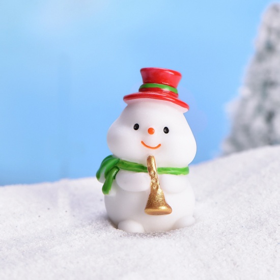 Immagine di Resin Micro Landscape Miniature Decoration White Christmas Snowman 35mm x 22mm, 1 Piece