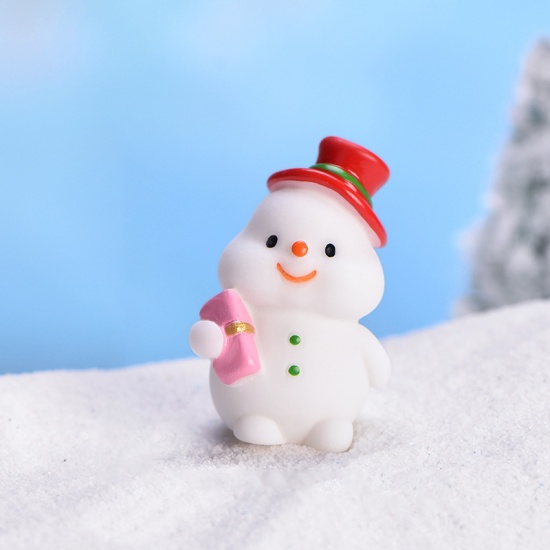 Immagine di Resin Micro Landscape Miniature Decoration White Christmas Snowman 35mm x 22mm, 1 Piece