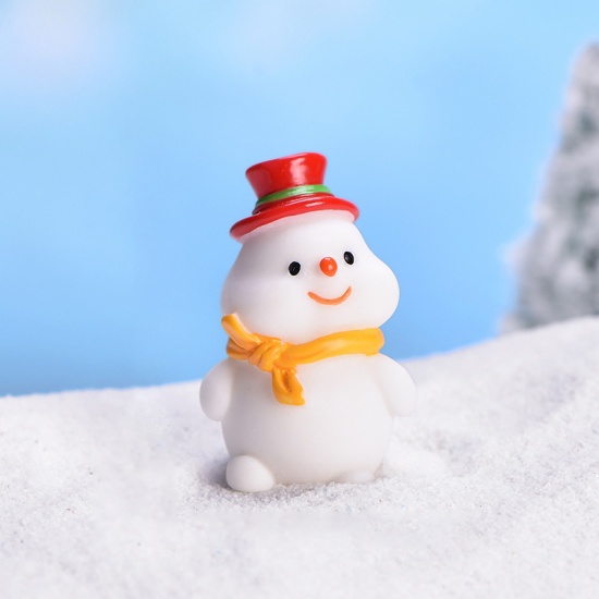 Imagen de Resin Micro Landscape Miniature Decoration White Christmas Snowman 35mm x 22mm, 1 Piece