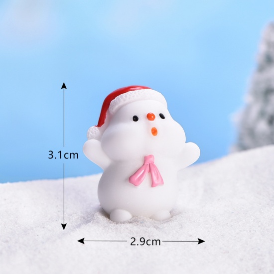 Immagine di Resin Micro Landscape Miniature Decoration White Christmas Snowman 31mm x 29mm, 1 Piece