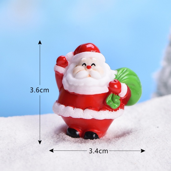 Immagine di Resin Micro Landscape Miniature Decoration Red Christmas Santa Claus 36mm x 34mm, 1 Piece