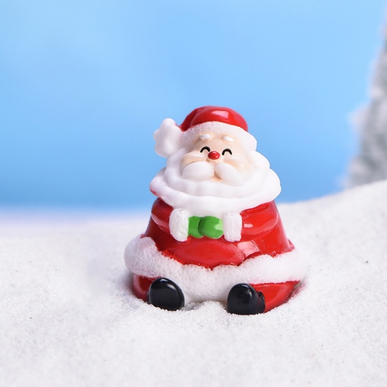 Imagen de Resin Micro Landscape Miniature Decoration Red Christmas Santa Claus 32mm x 30mm, 1 Piece