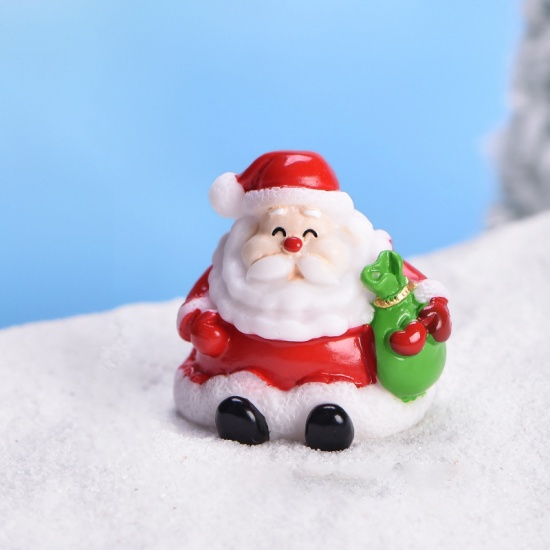 Immagine di Resin Micro Landscape Miniature Decoration Red Christmas Santa Claus 32mm x 30mm, 1 Piece