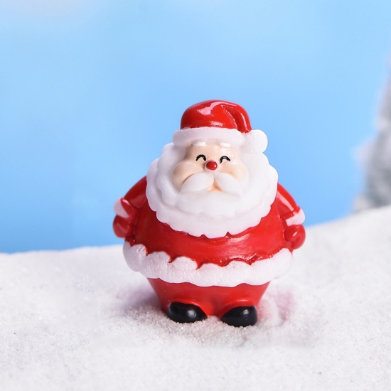 Immagine di Resin Micro Landscape Miniature Decoration Red Christmas Santa Claus 35mm x 30mm, 1 Piece