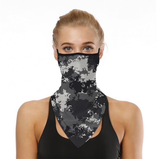 Picture of Polyester Windproof Dustproof Face Mask For Outdoor Cycling Gray Camouflage 45cm x 23.5cm, 1 Piece