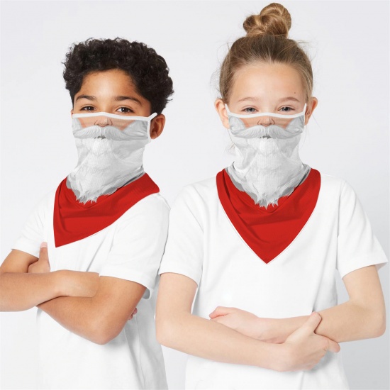 Immagine di Polyester 11-14 Years Children Kids Windproof Dustproof Face Mask For Outdoor Cycling Red Christmas Santa Claus 1 Piece