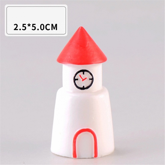 Immagine di Resin Christmas Micro Landscape Miniature Decoration Red House 5cm x 2.5cm, 1 Piece