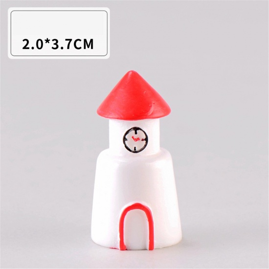 Immagine di Resin Christmas Micro Landscape Miniature Decoration Red House 3.7cm x 2cm, 1 Piece