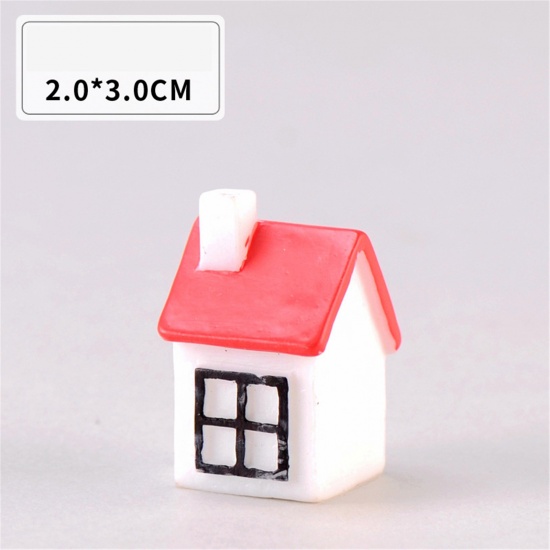 Immagine di Resin Christmas Micro Landscape Miniature Decoration Red House 3cm x 2cm, 1 Piece