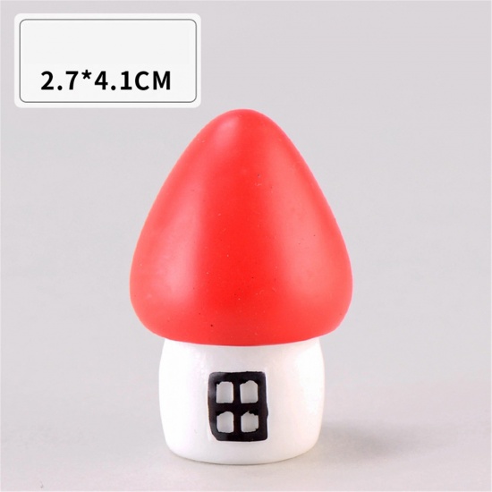 Immagine di Resin Christmas Micro Landscape Miniature Decoration Red House 4.1cm x 2.7cm, 1 Piece