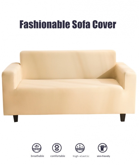Изображение Pure Color Elastic Sofa Cover (Without Pillowcase) Light Tan 230cm - 190cm, 1 Piece