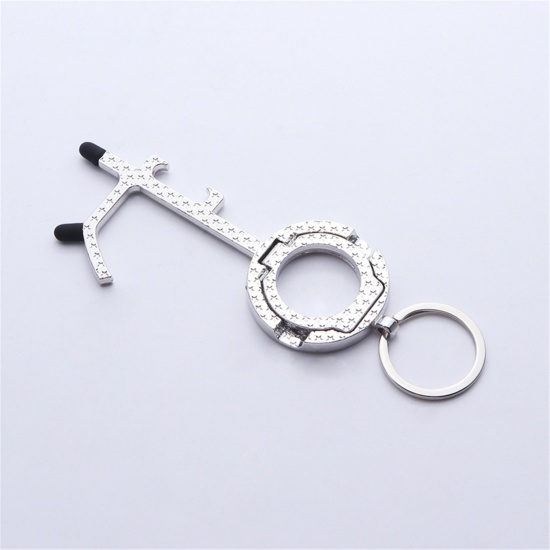 Picture of Zinc Based Alloy Multifunctional Keychain & Keyring Silver Tone 1 Piece