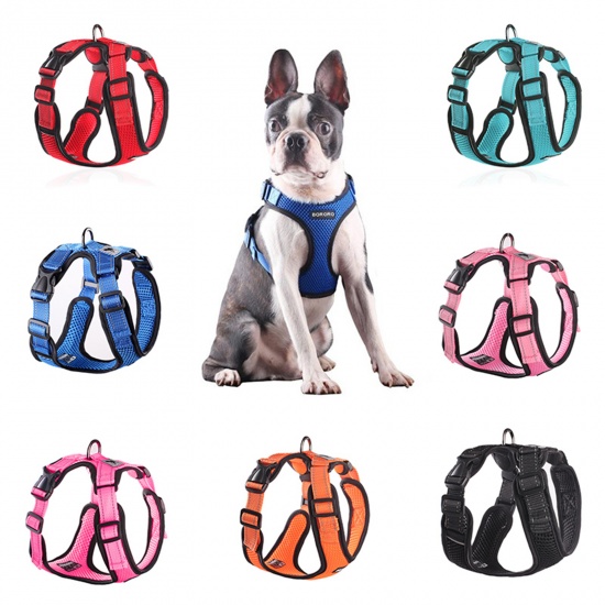 Immagine di Mesh Fabric Pet Vest Harness Chest Strap Orange Size S, 1 Piece