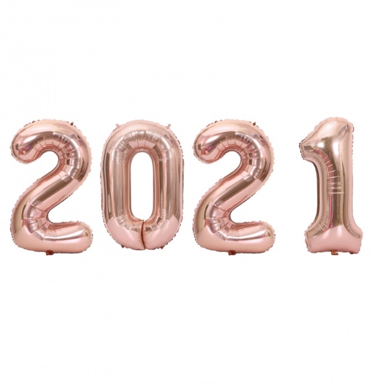 Bild von Alufolie Ballon Neujahr Party Dekoration Rose gold 2021 " 134cm, 1 Set