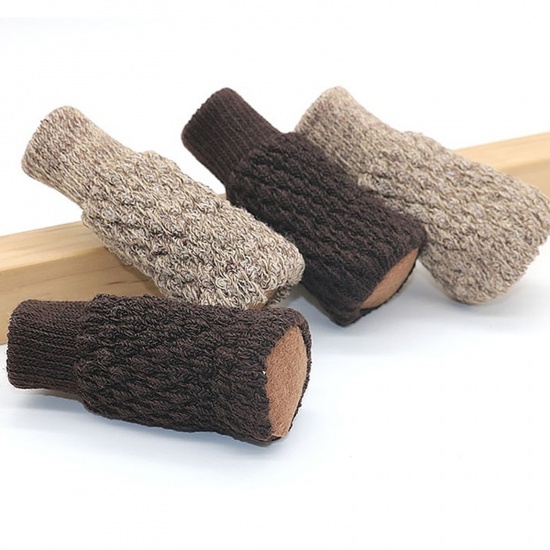 Immagine di Acrylic Knitting Thickened Mute Table And Chair Foot Cover Brown 4 PCs