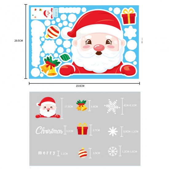 Immagine di PVC Windows Glass Clings Stickers Decals Decorations Red Christmas Santa Claus 30cm x 20cm, 1 Set