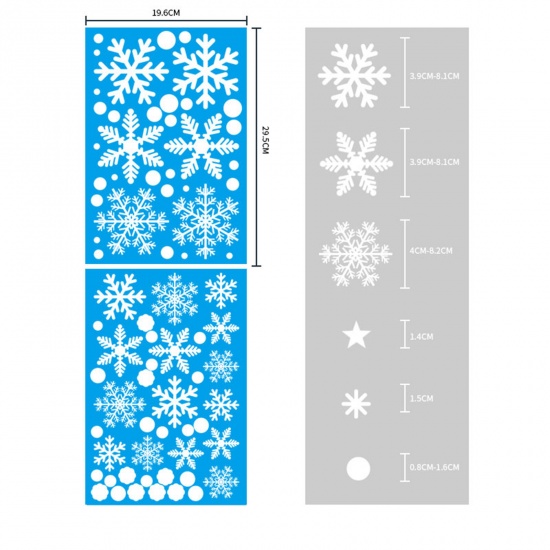 Immagine di PVC Windows Glass Clings Stickers Decals Decorations White Christmas Snowflake 30cm x 20cm, 1 Set