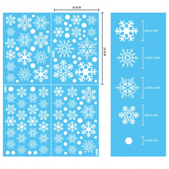 Immagine di PVC Windows Glass Clings Stickers Decals Decorations White Christmas Snowflake 30cm x 20cm, 1 Set