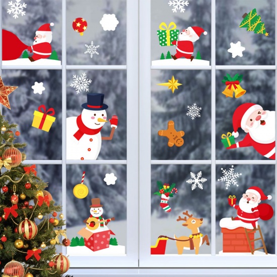 Picture of PVC Windows Glass Clings Stickers Decals Decorations Multicolor Christmas Santa Claus 30cm x 20cm, 1 Set