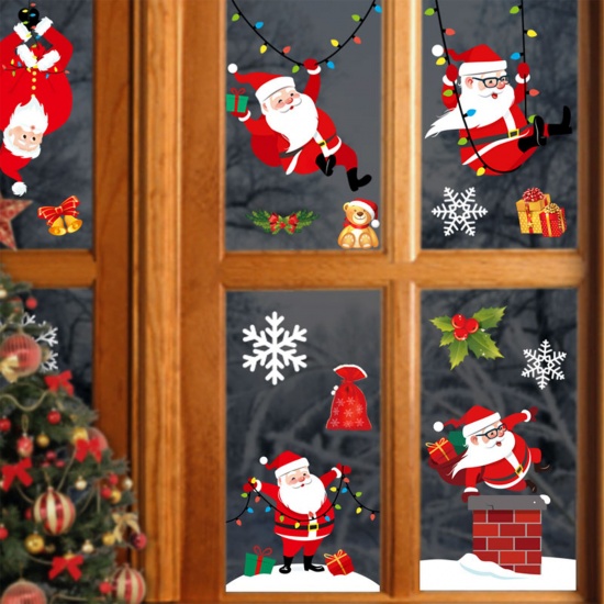 Immagine di PVC Windows Glass Clings Stickers Decals Decorations Multicolor Christmas Santa Claus 30cm x 20cm, 1 Set