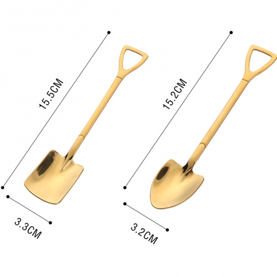 Immagine di 304 Acciaio Inossidabile Cucchiaio Oro Placcato Pala 15.2cm x 3.2cm, 1 Serie ( 2 Pz/Serie)