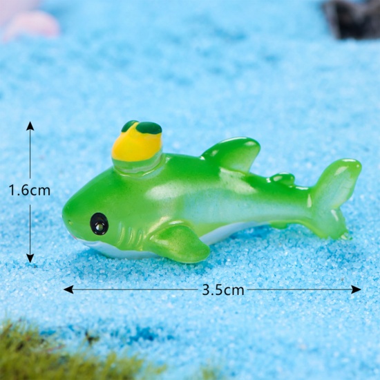 Picture of Resin Ocean Jewelry Micro Landscape Miniature Decoration Green Whale Animal 35mm x 16mm, 1 Piece