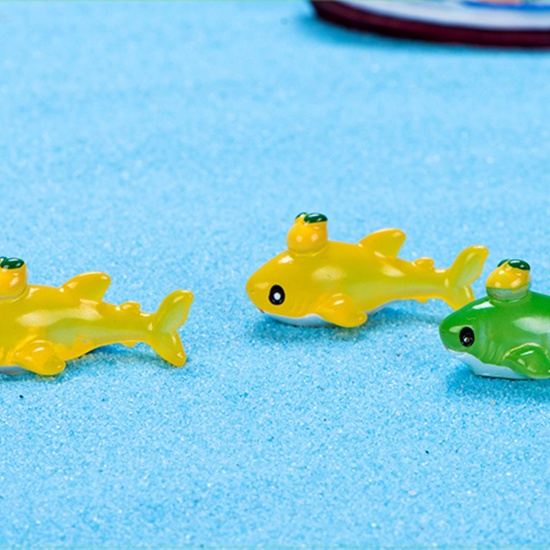 Picture of Resin Ocean Jewelry Micro Landscape Miniature Decoration Green Whale Animal 35mm x 16mm, 1 Piece