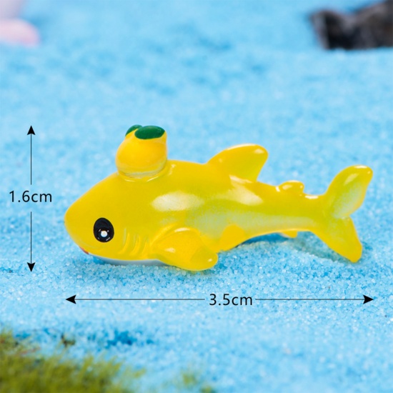 Picture of Resin Ocean Jewelry Micro Landscape Miniature Decoration Yellow Whale Animal 35mm x 16mm, 1 Piece