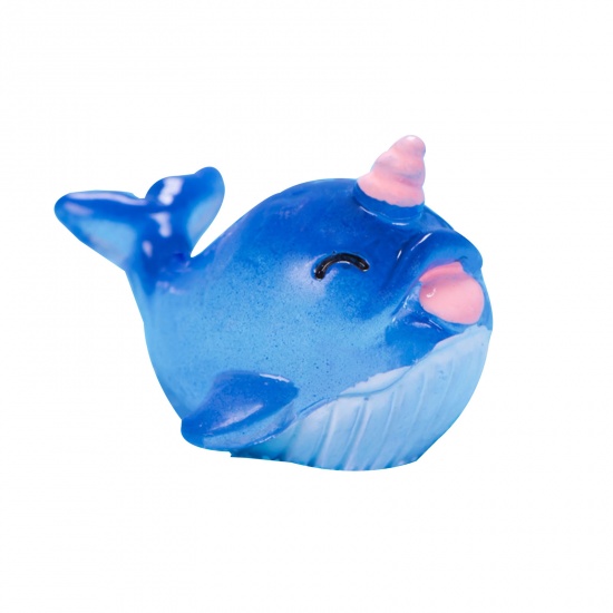 Picture of Resin Ocean Jewelry Micro Landscape Miniature Decoration Blue Whale Animal 28mm x 20mm, 1 Piece