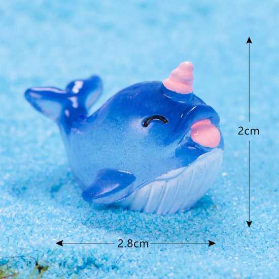 Picture of Resin Ocean Jewelry Micro Landscape Miniature Decoration Blue Whale Animal 28mm x 20mm, 1 Piece