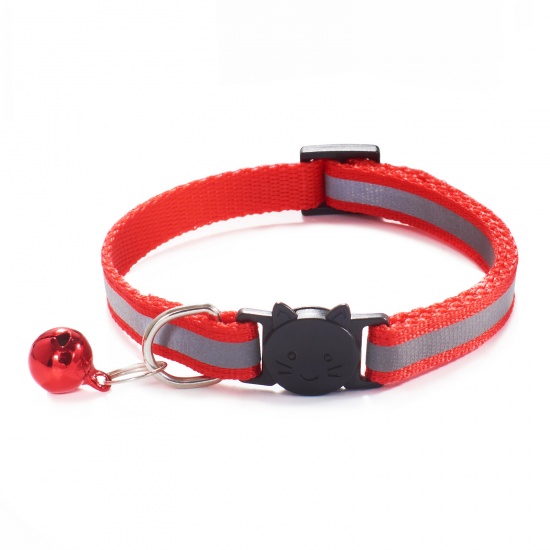 Picture of PP Reflective Breakaway Cat Collar Neck Ring Necklace Red Bell 1 Piece