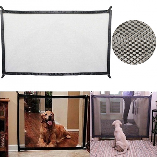 Immagine di Acciaio Inossidabile & Nylon Rete di Isolamento Portatile per Animali Domestici Nero Piegabile 110cm x 72cm, 1 Serie