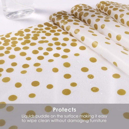 Immagine di PEVA Tablecloth Table Cover Decoration Waterproof Oilproof Disposable White Dot 1 Sheet