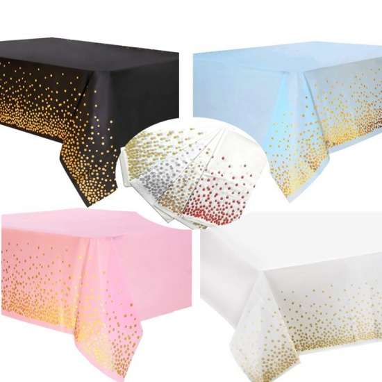 Immagine di PEVA Tablecloth Table Cover Decoration Waterproof Oilproof Disposable White Dot 1 Sheet