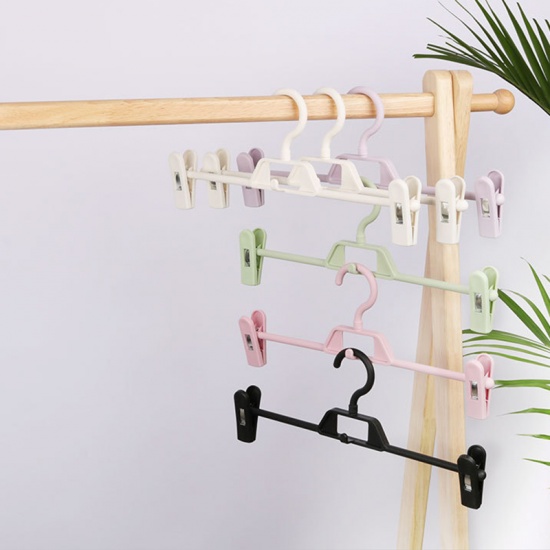 Immagine di Plastic Multifunctional Pants Hangers Clips White 34cm x 14.5cm, 5 PCs