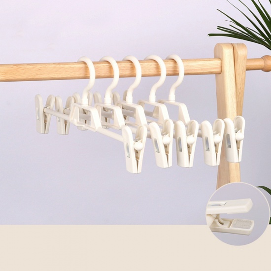 Immagine di Plastic Multifunctional Pants Hangers Clips White 34cm x 14.5cm, 5 PCs