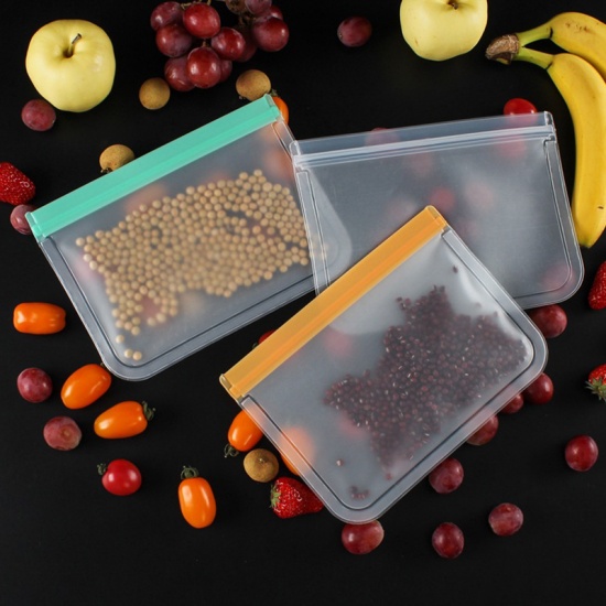 Imagen de 500ml PEVA Self Seal Ziplock Food Storage Bags Frosted Pink 21.5cm x 12cm, 1 Piece