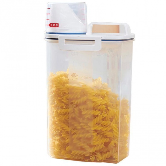 Imagen de PP Food Storage Bottle Bucket with Measuring Cup Transparent Clear 29.5cm x 14cm, 1 Piece
