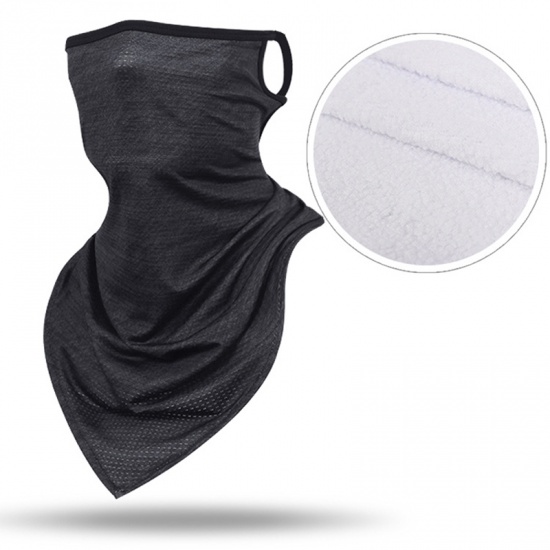 Picture of Polyester Fleece Windproof Dustproof Face Mask For Outdoor Cycling Dark Gray Hanging Ear 1 Piece