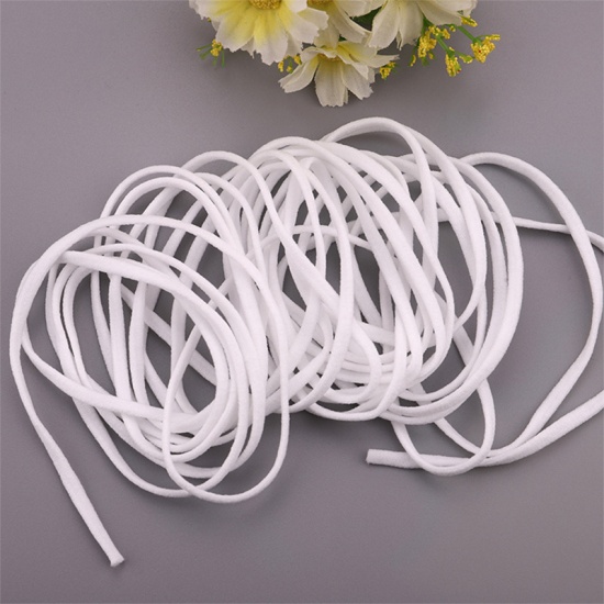 Bild von Weiß - 4mm flaches elastisches Kordelseilband für Mundmaske Craft DIY Nähzubehör 20M, 1 Packung