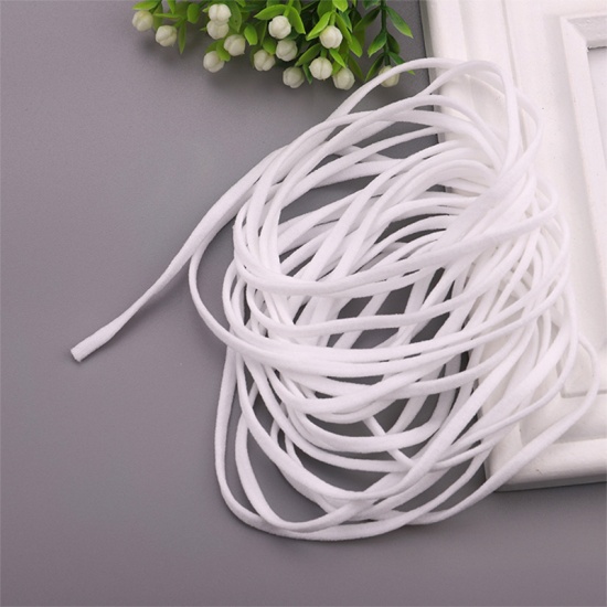Picture of White - 4mm Flat Elastic Cord Rope Band For Mouth Mask Craft DIY Sewing Supplies 20M, 1 Packet