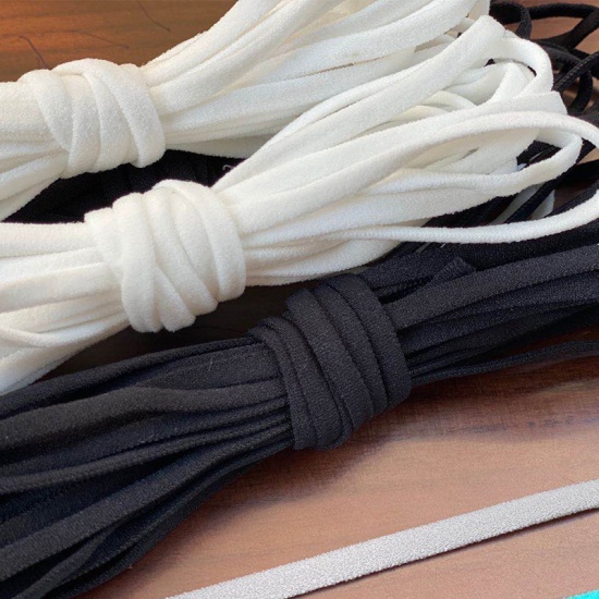 Bild von Weiß - 4mm flaches elastisches Kordelseilband für Mundmaske Craft DIY Nähzubehör 20M, 1 Packung