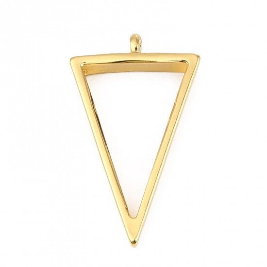 Picture of Zinc Based Alloy Open Back Bezel Pendants For Resin Gold Plated Triangle 39mm x 22mm, 10 PCs