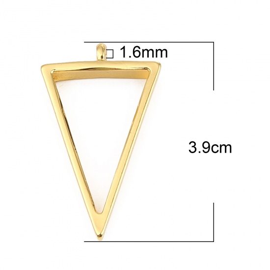 Immagine di Lega di Zinco Aprire Lunetta Posteriore Pendenti Per Resina Oro Placcato Triangolo 39mm x 22mm, 10 Pz